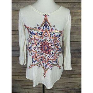 Lucky Lotus Womens Small Long Sleeve Top Floral